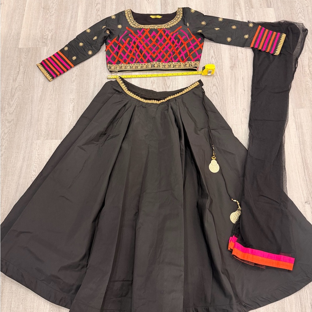 Elegant Black and Pink Indian Lengha